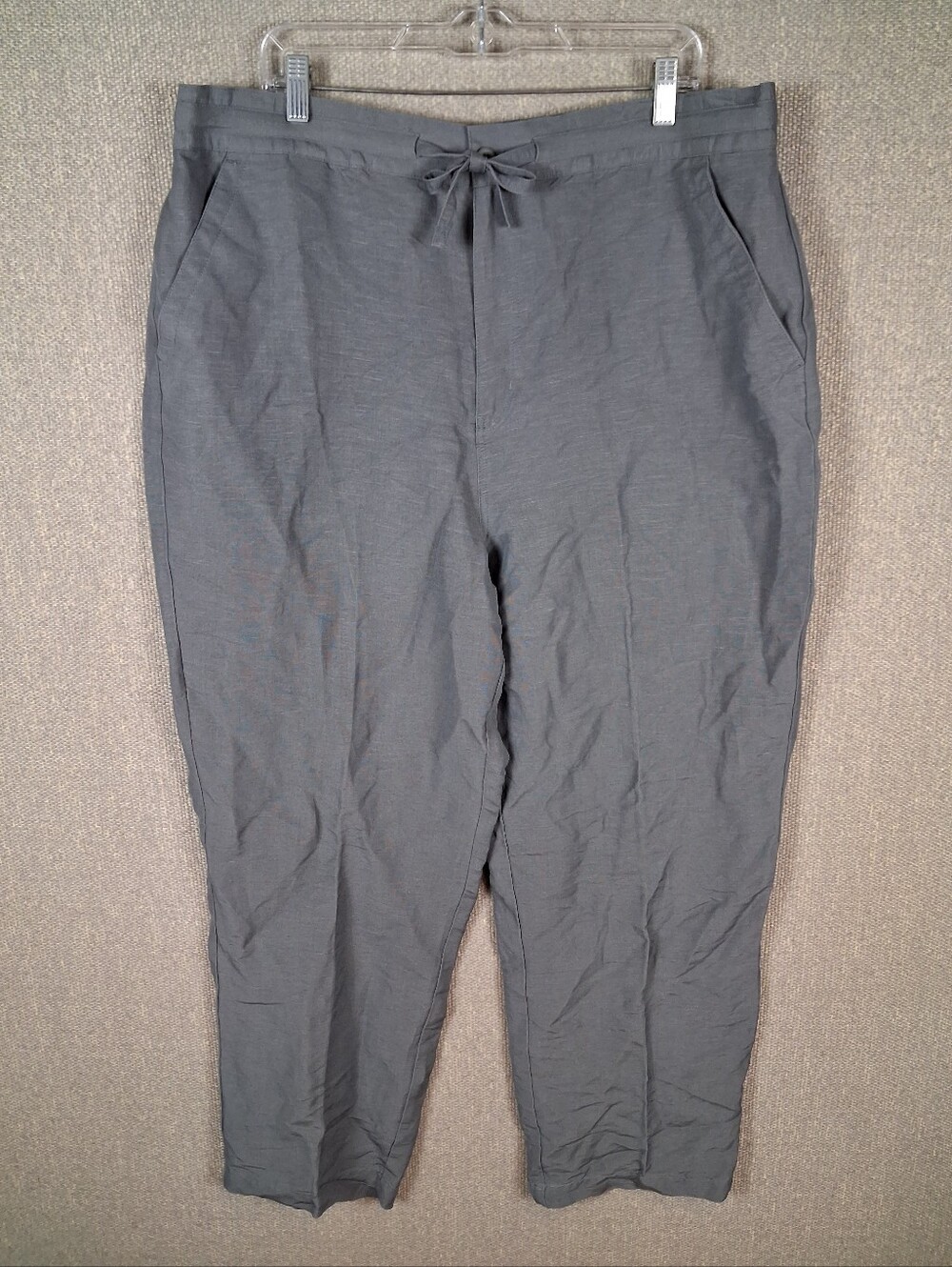 Cubavera Mens Linen Blend Dress Pants Gray 1XBx32 Extra Big 32-inch inseam